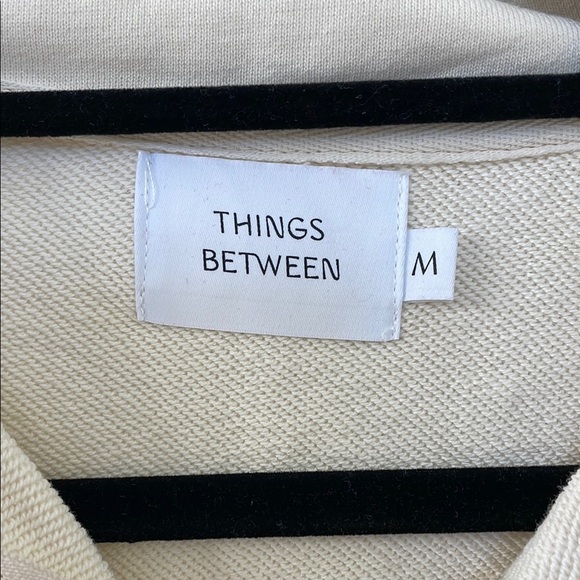 Cream Quarter-Zip Sweatshirt Soft Textured Fabric - Picture 2 of 5